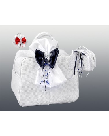 BAPTISM BAG WHITE WITH NAVY....